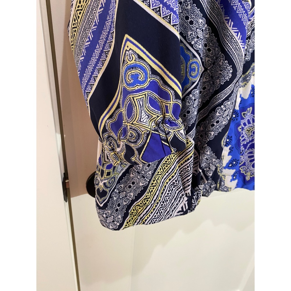 Zenergy by Chico's Blue Paisley Zip Mock Neck Jacket Womens Size 3 L/XL - Picture 4 of 8